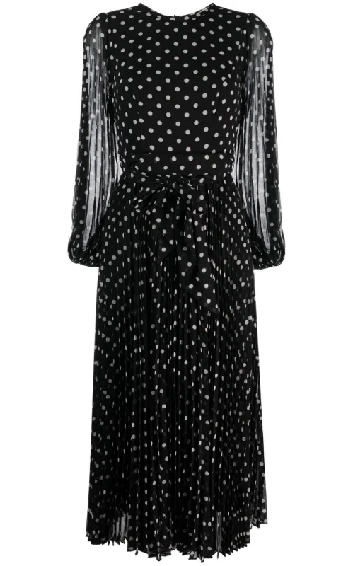 Polka Dot-print Pleated  Dress