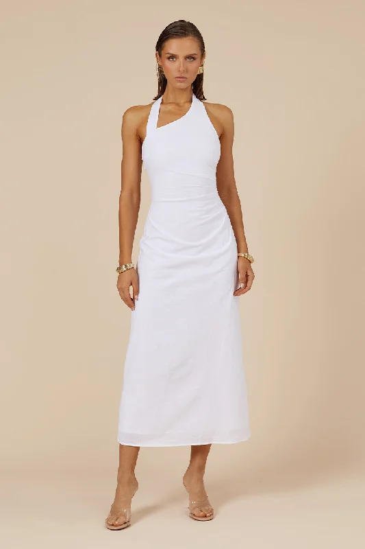 SAPHIRA LONG MIDI DRESS - WHITE