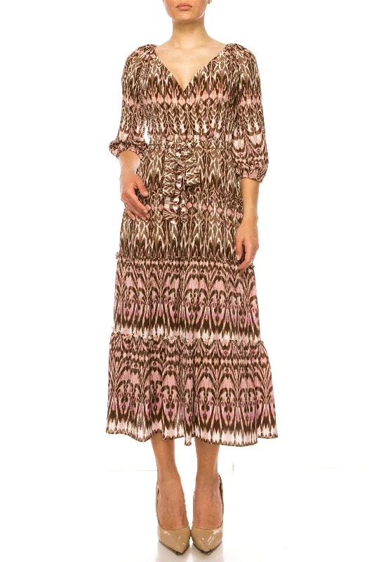 Maison Tara 95543M - Printed A-Line Long Dress