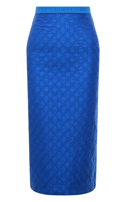 Gg Supreme Blue Silk Skirt