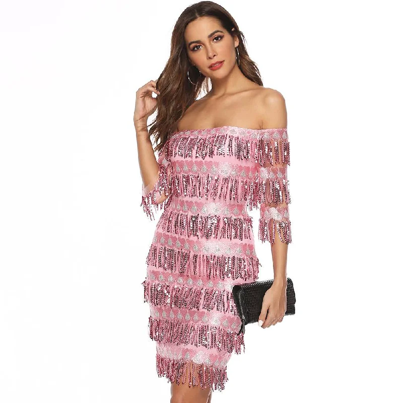 Sexy Off The Shoulder Sequins Party Dresses