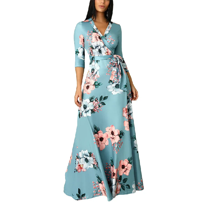 Plus Sizes Floral Women Autumn Party Dresses