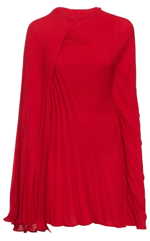 Cape-effect Pleated Silk-Georgette Mini Dress