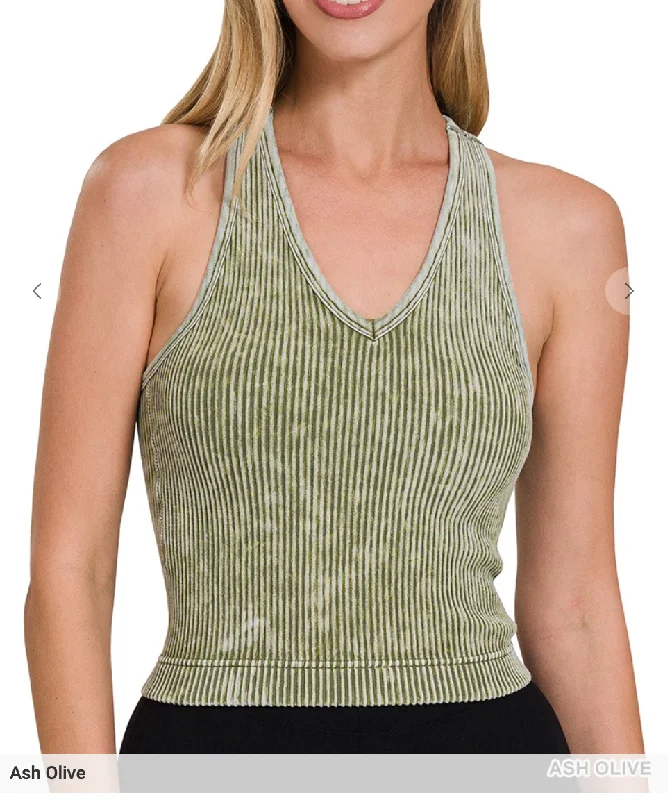 V-Neck Washed Padded Tank Restock - 7 Colors