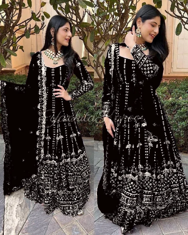 LC 1205 Yankita Kapoor Black Heavy Georgette Sequence work Sharara suit