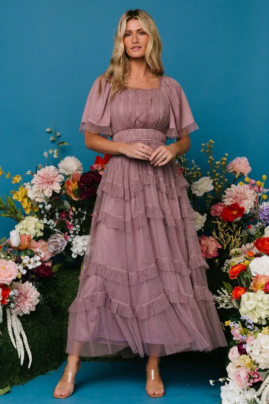 Magdalena Tulle Maxi Dress | Dusty Orchid