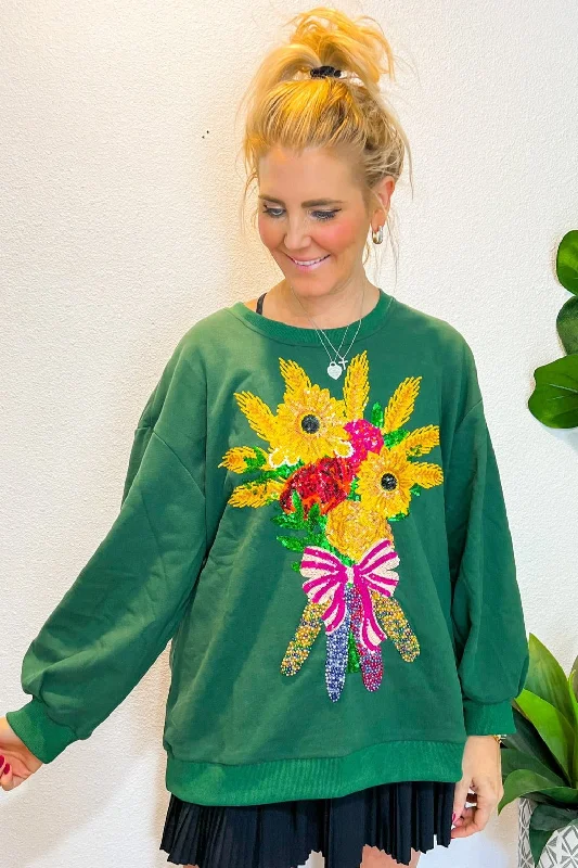 Fall Bouquet Sweatshirt - Dark Green