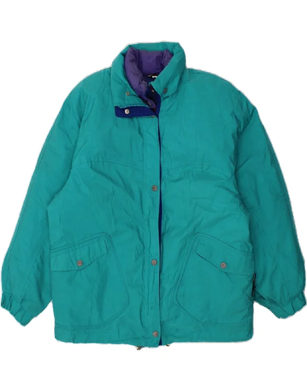 GEO SPIRIT Womens Hooded Ski Jacket IT 48 XL Turquoise Polyamide