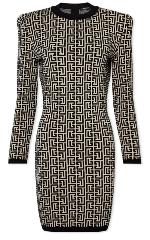 Monogram Jacquard Wool Blend Minidress