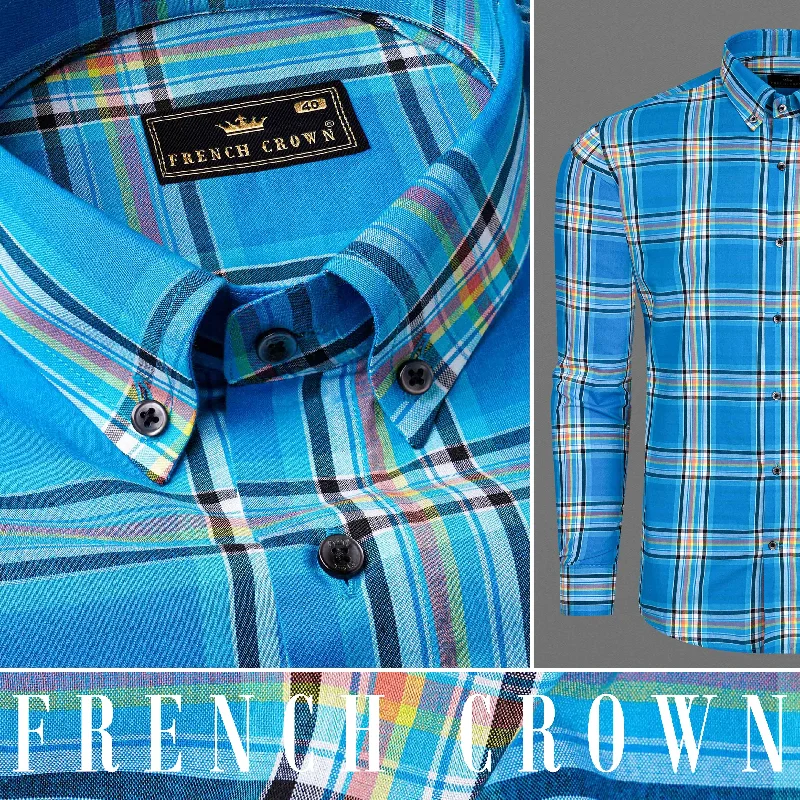 Lochmara Blue Plaid Premium Cotton Shirt