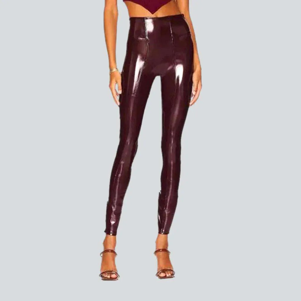 Latex shiny women's denim pants