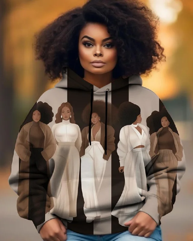 Black Girl Illustration Art Printed Hoodie