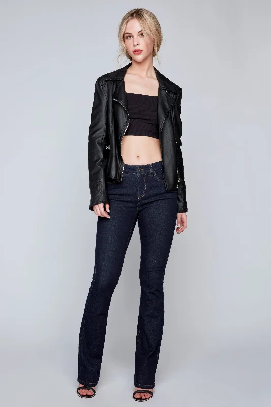 SOPHIE - Regular Rise Bootcut Jean - Blue/Black Flex Denim