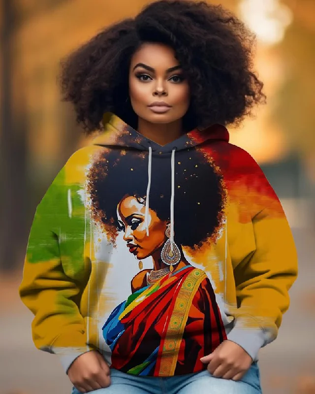 Colorful Black Girl Printed Hoodie