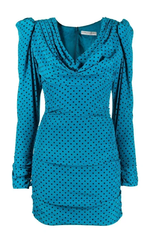 Polka-dot Silk Draped Mini