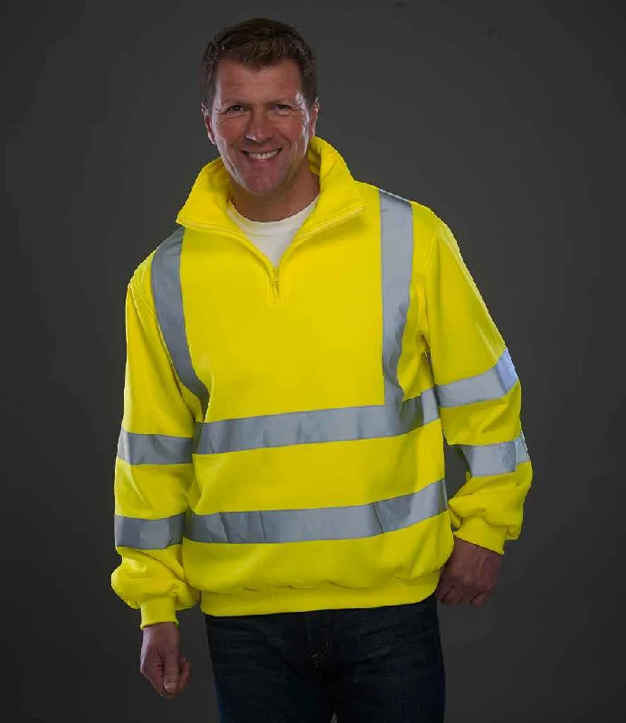 Yoko Hi-Vis Zip Neck Sweatshirt | Yellow