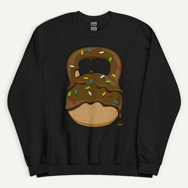 Chocolate-Glazed Donut With Sprinkles Kettlebell Design Sweatshirt