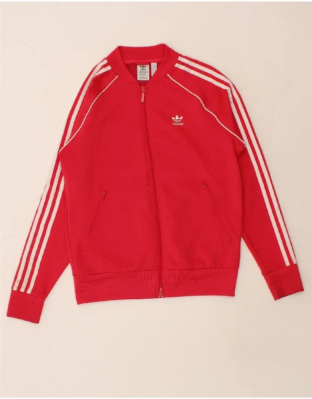 ADIDAS Womens Tracksuit Top Jacket UK 12 Medium  Pink Cotton