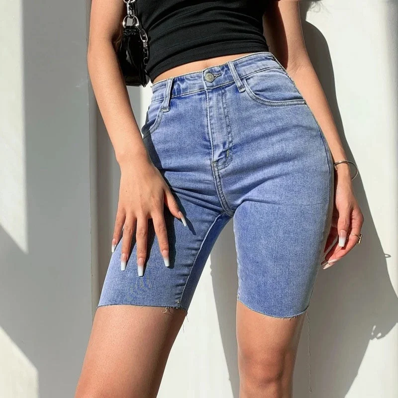 Skinny High Waist Shorts Jeans Push Up Shorts Women Denim Plus Size