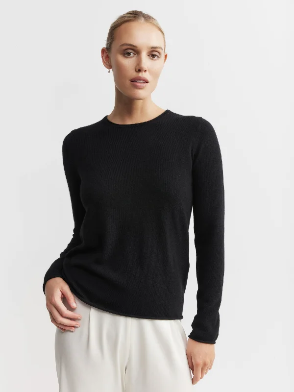 Essential Cashmere Crew Sweater - Black