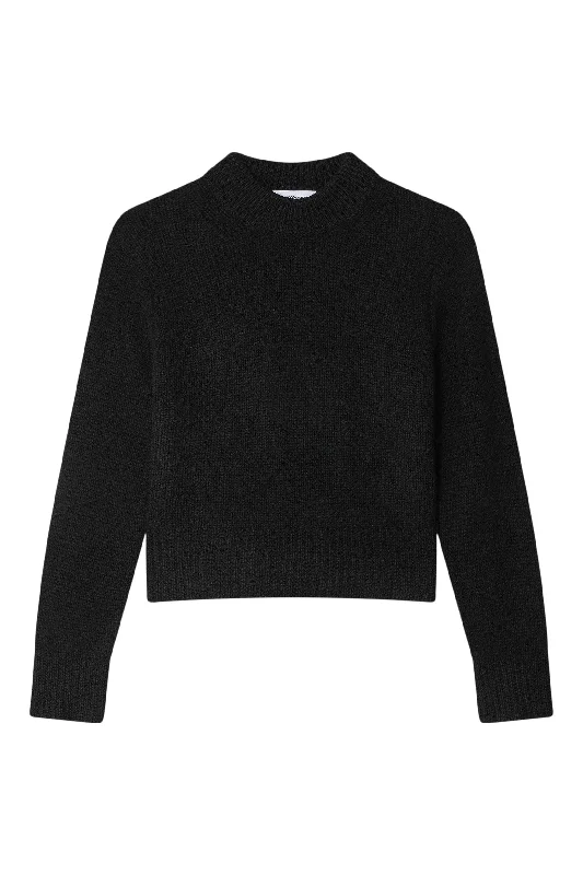 White & Warren Cashmere Air Spun Crewneck in Black