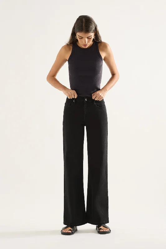 Mia Mid Wide Leg Jean Black