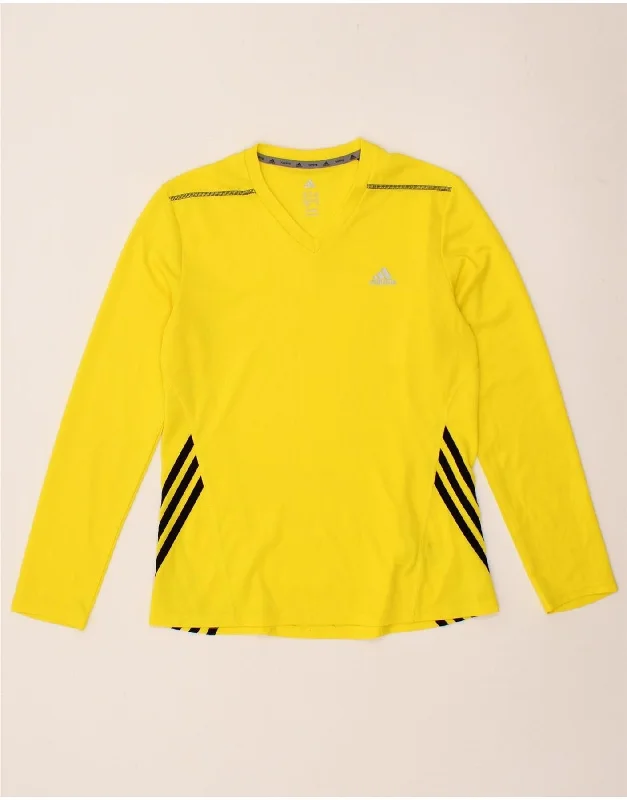 ADIDAS Womens Climalite Top Long Sleeve UK 8/10 Small Yellow Polyester