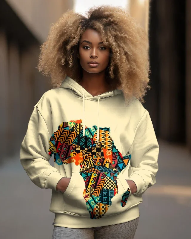 Africa Map Print Long Sleeve Hoodie