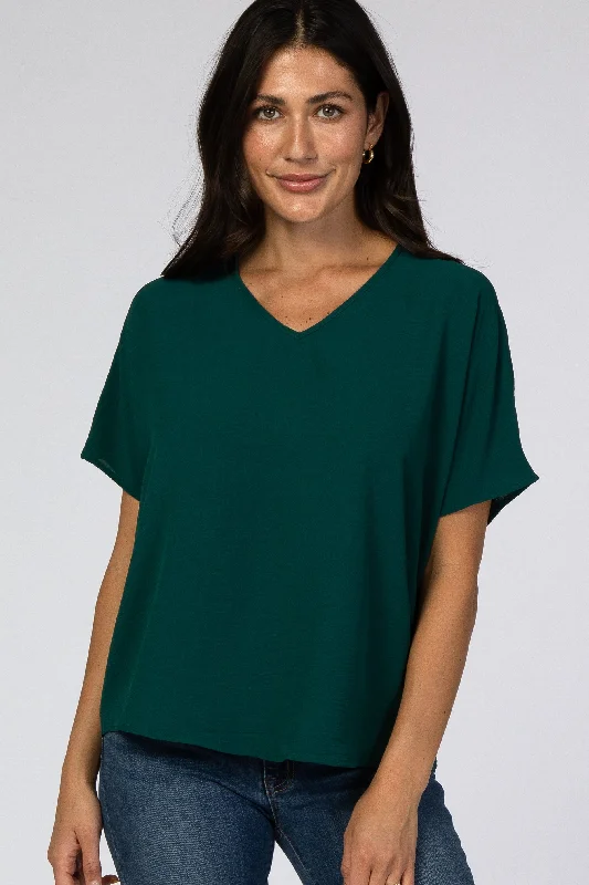 Forest Green Short Sleeve Blouse