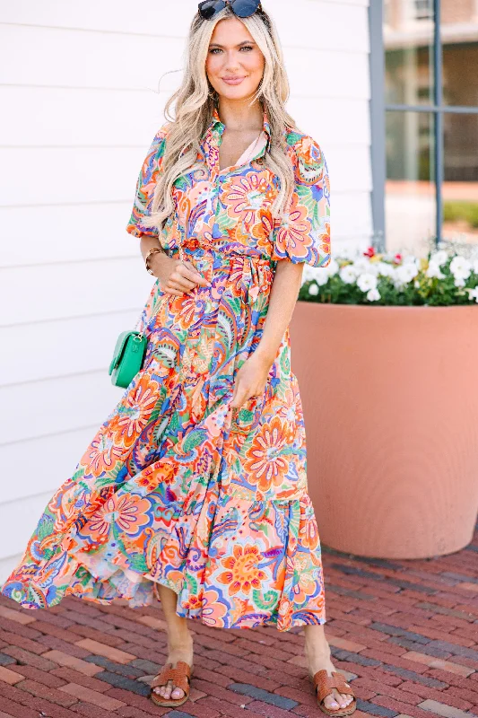 Great New Beginnings Blue Abstract Maxi Dress