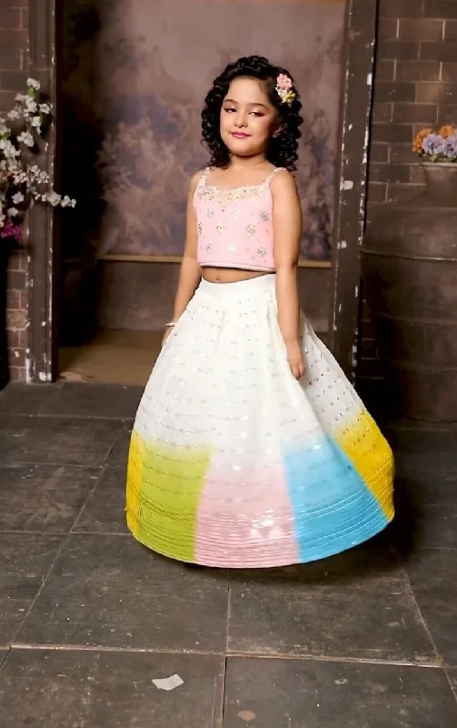 Sequins Embroidered with Beautiful Printed Kid’s Lehenga