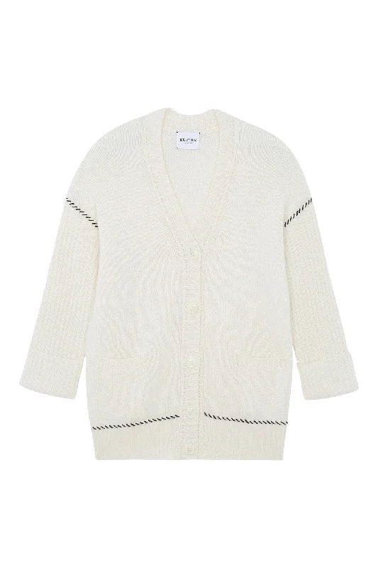 Kujten Tam Oversized Cashmere Cardigan in Blanc