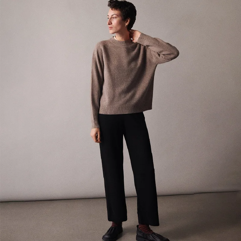 Womens Lambswool Crewneck Sweater - Hazel Melange