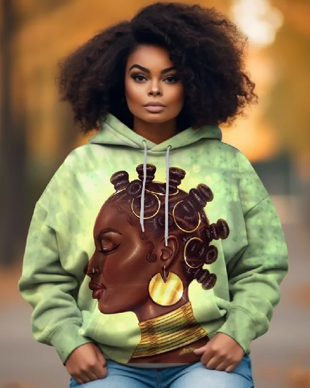 Gold Earrings Africa Women Long Sleeves Hoodie