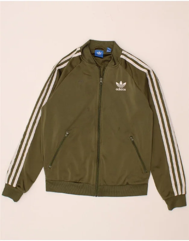 ADIDAS Womens Graphic Tracksuit Top Jacket UK 8 Small Green Polyester