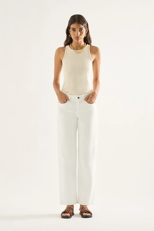 Elise Mid Straight Jean - White