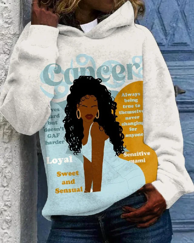 Cancer Girly Season Print Unisex Long-sleeved Hoodie