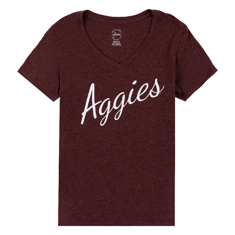 Texas A&M Script Aggies V Neck Tee