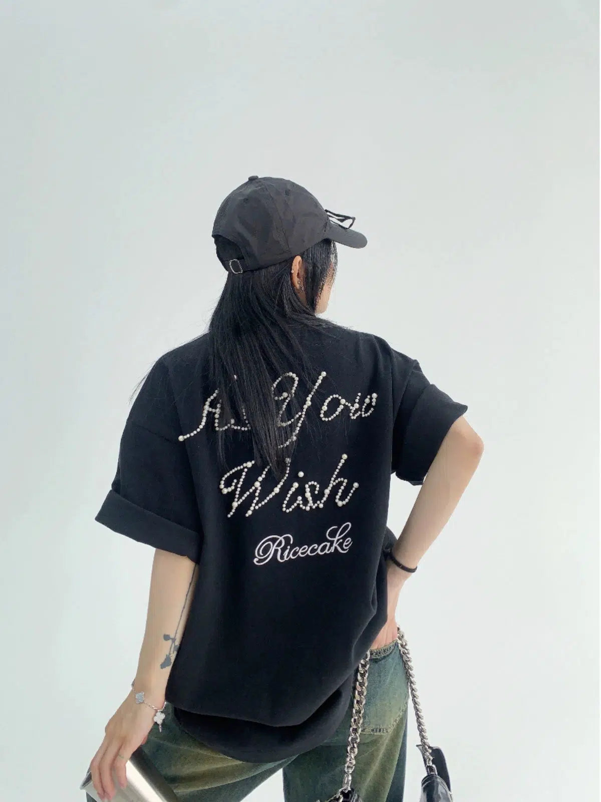 Peal Letter Graphic Oversized T-Shirt