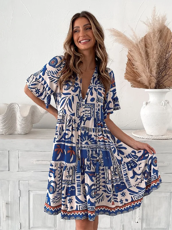 Heidy Dress - Blue Print