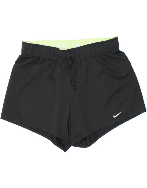 NIKE Womens Dri Fit Sport Shorts UK 14 Medium  Black Polyester