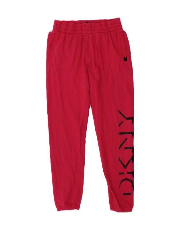 DKNY Womens Graphic Tracksuit Trousers Joggers UK 6 XS Pink