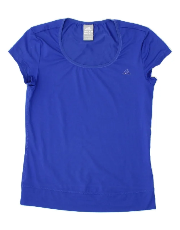 ADIDAS Womens T-Shirt Top UK 8/10 Small Blue Polyester