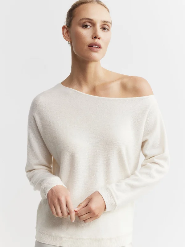 Cashmere Off Shoulder Sweater - Cream