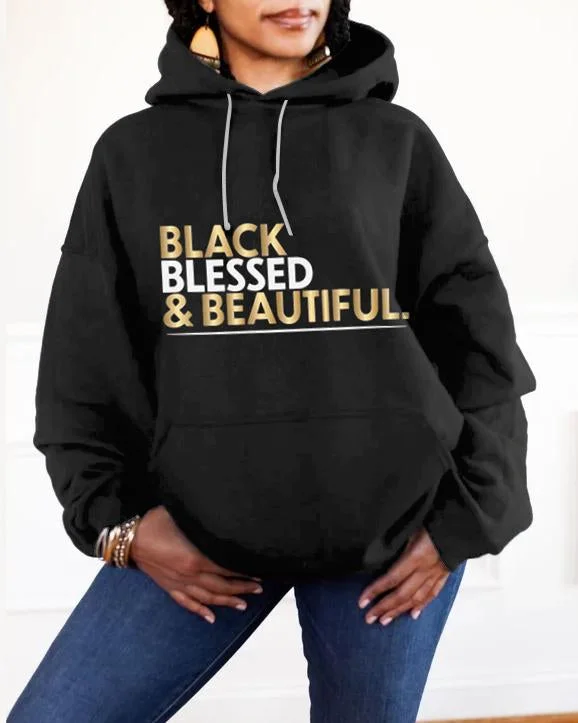 Black Bleesed and Beautiful Women Long-sleeved Hoodie