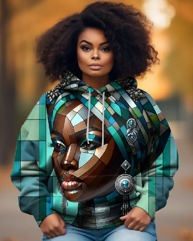 Afro Deco Queen Art Long-sleeved Hoodie