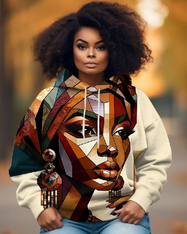 African Woman Cubist Style Art Long-sleeved Hoodie