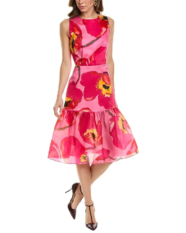 Carolina Herrera Ruffled Tie Silk Dress