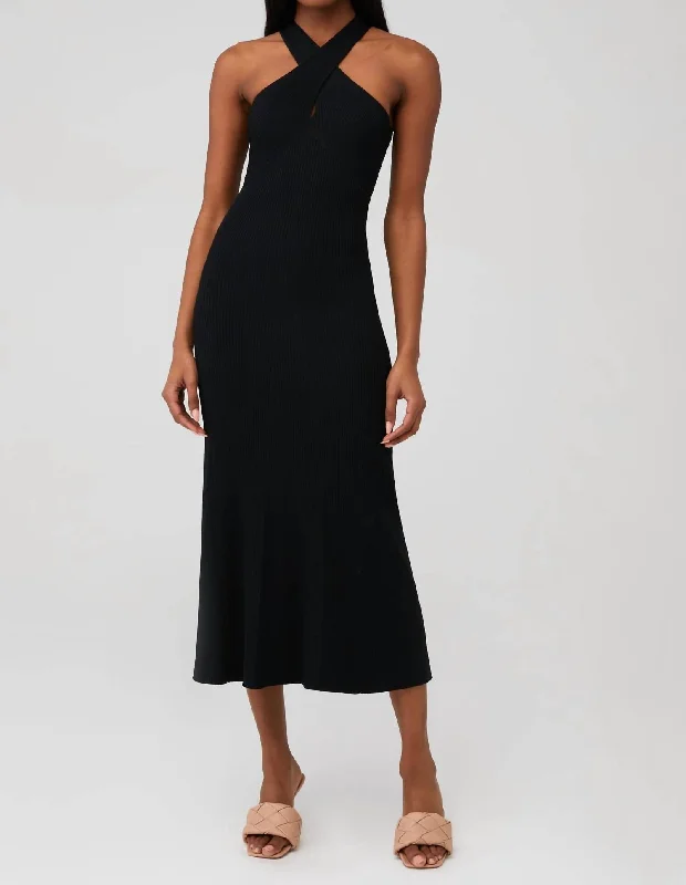 Dre Criss Cross Midi Dress In Black