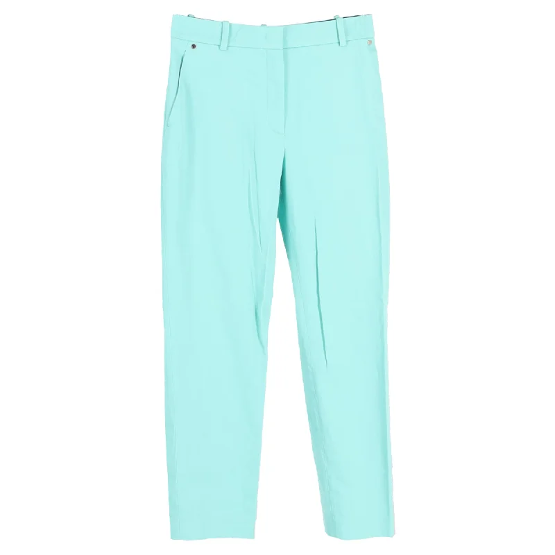 Emilio Pucci Straight Trousers in Turquoise Cotton